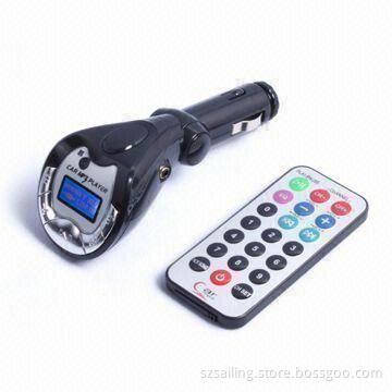 Car MP3/FM Transmitter with LCD Display, with Remote Control, Supports USB and SD/MMC Card